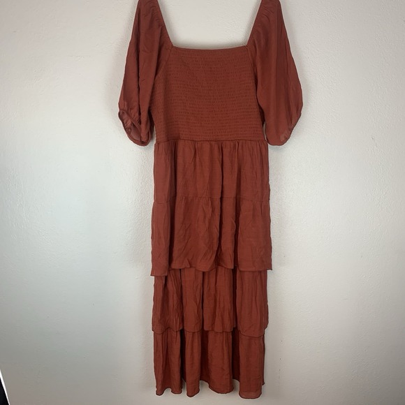 Kings Road Dresses & Skirts - Kings Road Dress Women 3X Maxi Boho Tiered Peasant Milkmaid Puff Sleeves Smocked